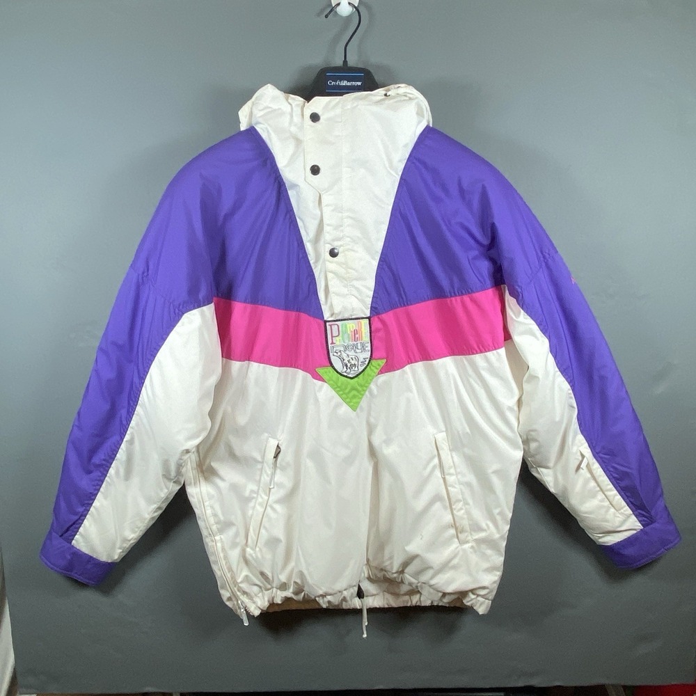 Vintage Nevica Ski Jacket Mens Size 40 White Purple Pink Colorblock 90s Coat